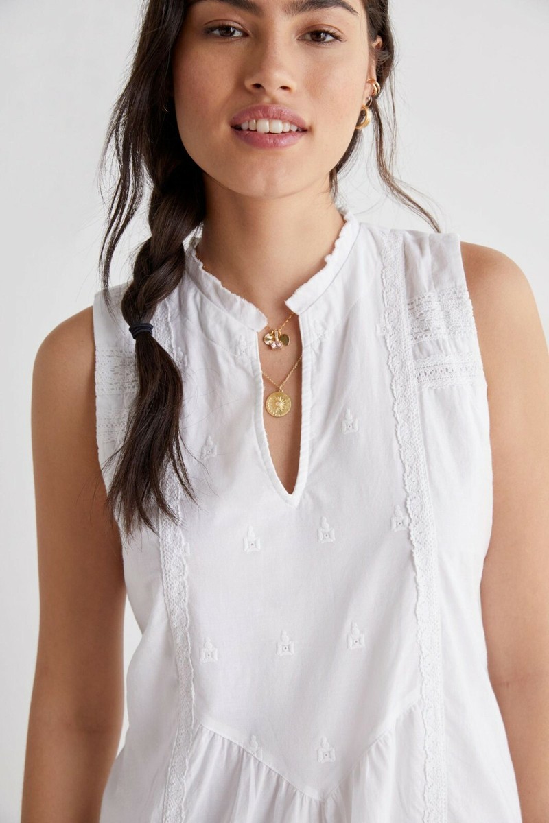 ANTHROPOLOGIE + TINY White Lace Embroidery Maxi Sleeveless Dress SMALL  RRP160 | eBay