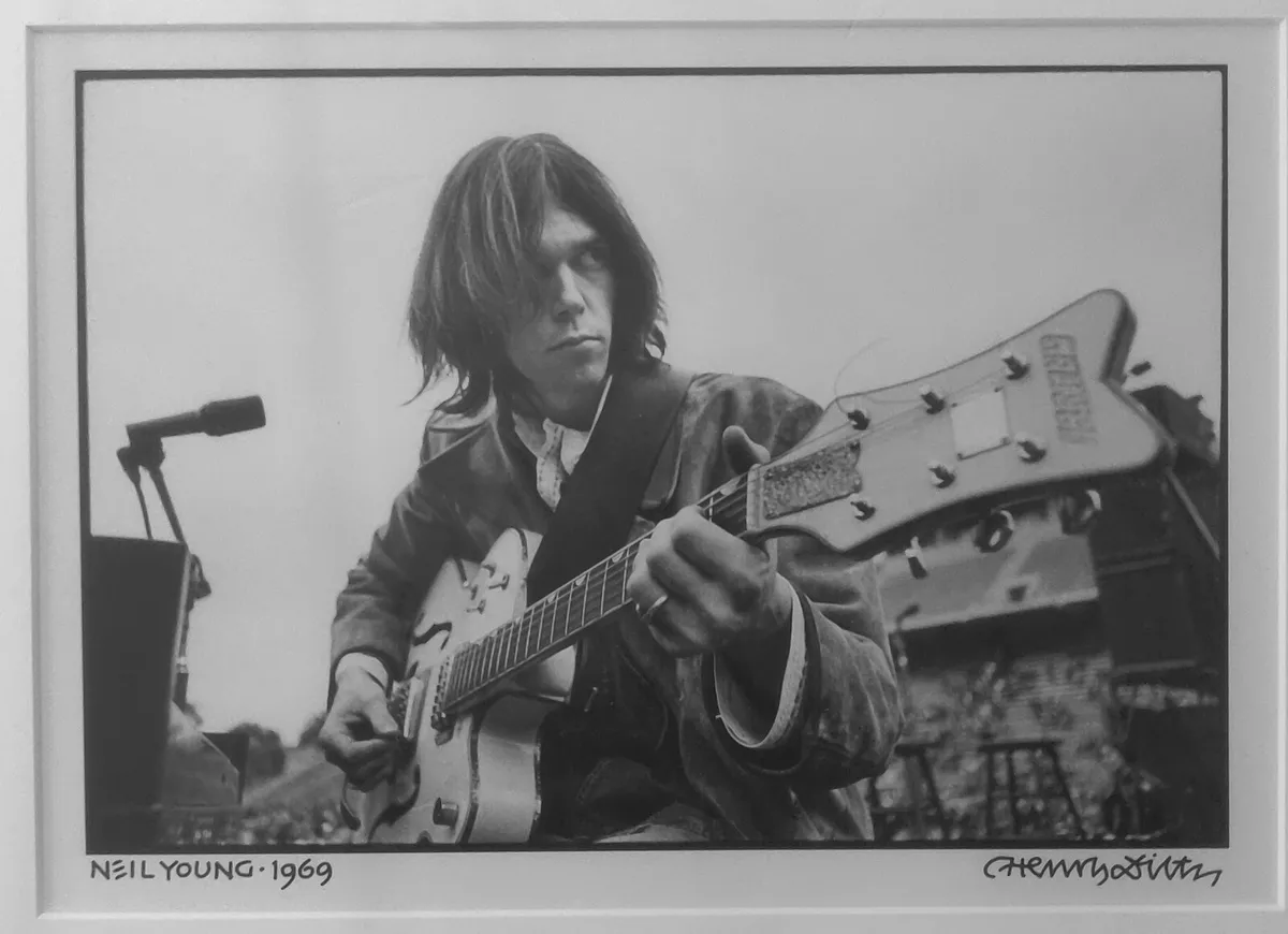 Neil Young White Falcon Balboa Stadium San Diego 1969 11x14 Signed Framed
