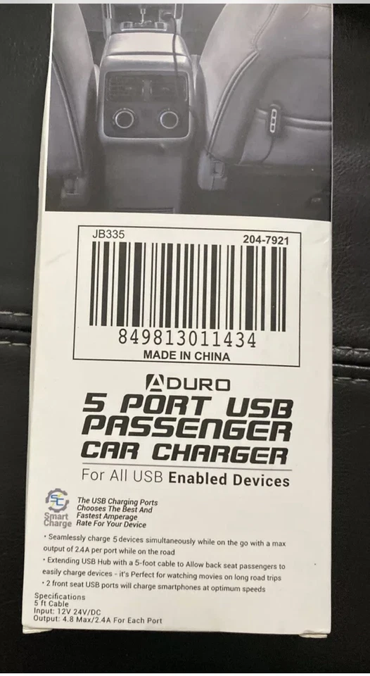 Cargador de coche de pasajeros Auduro 5 puertos USB nuevo salida de 4,8 amperios NUEVO Foto 4 de 4