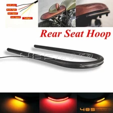 7/8" Rear Seat Loop Frame Hoop Tracker End Flat w/LED Brake Light For Cafe Racer