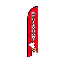 Restaurant Red Swooper Flutter Feather Flag | 3ft W x 11.5ft Tall