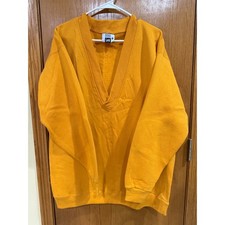 Vintage Lee Heavyweight V-Neck Sweatshirt Mustard Yellow XL Made in USA Pullover