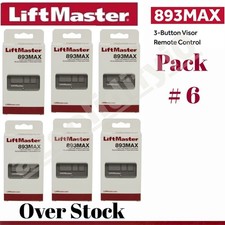 LiftMaster 893MAX 3 Button Visor Remote Control Garage Door Opener Pack of 6 