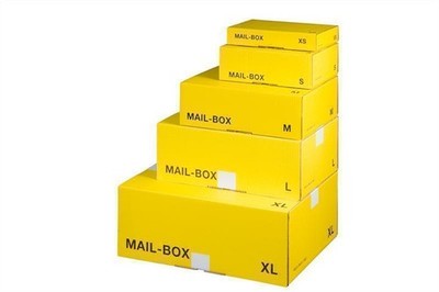 Mail-Box S gelb Karton Faltschachtel Paket Versandkarton Verpackung  Versandbox