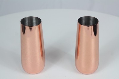 Viski - Stemless Copper Champagne Flutes - Set of 2, 8 oz. Polished Rounded used