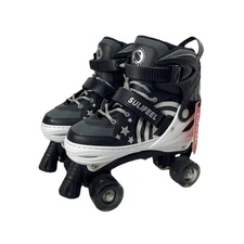Sulifeel Adjustable Roller Skates Black & White Youth Size Large 4-7 (EU 37-39)