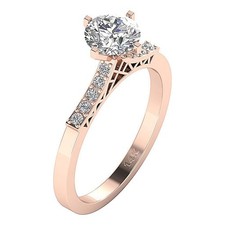 Solitaire Engagement Genuine Lab Grown Diamond Ring VS F 1.15 Ct 14K Rose Gold