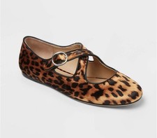 Women's Tasmin Leopard Print Flats - A New Day Light Brown Size 8 Valvet