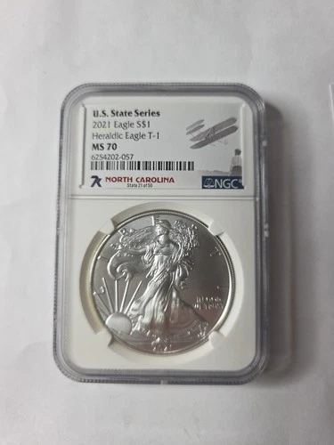2021 7K Metals U.S. State Series American Silver Eagle NGC MS70 - North Carolina