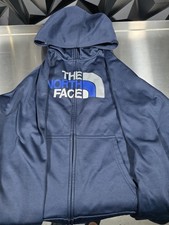 The North Face Boys Blue Fleece Full Zip Hooded Hoodie w/ Pockets L 14/16