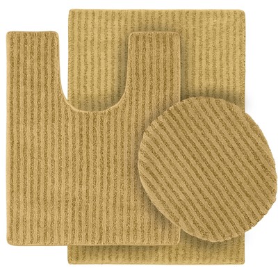 3-Piece Sheridan Nylon Washable Bathroom Rug Set, Linen