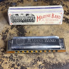 Vintage M Hohner Marine Band Harmonica Key of C Made in Germany w/ Original Box