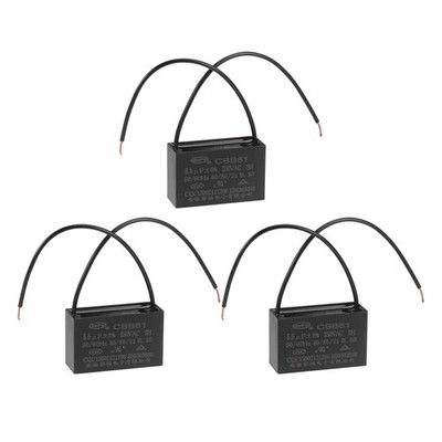 3 x Ceiling Fan Capacitor CBB61 5.5uF 250V AC 2 Wires Metallized 47x29x18mm