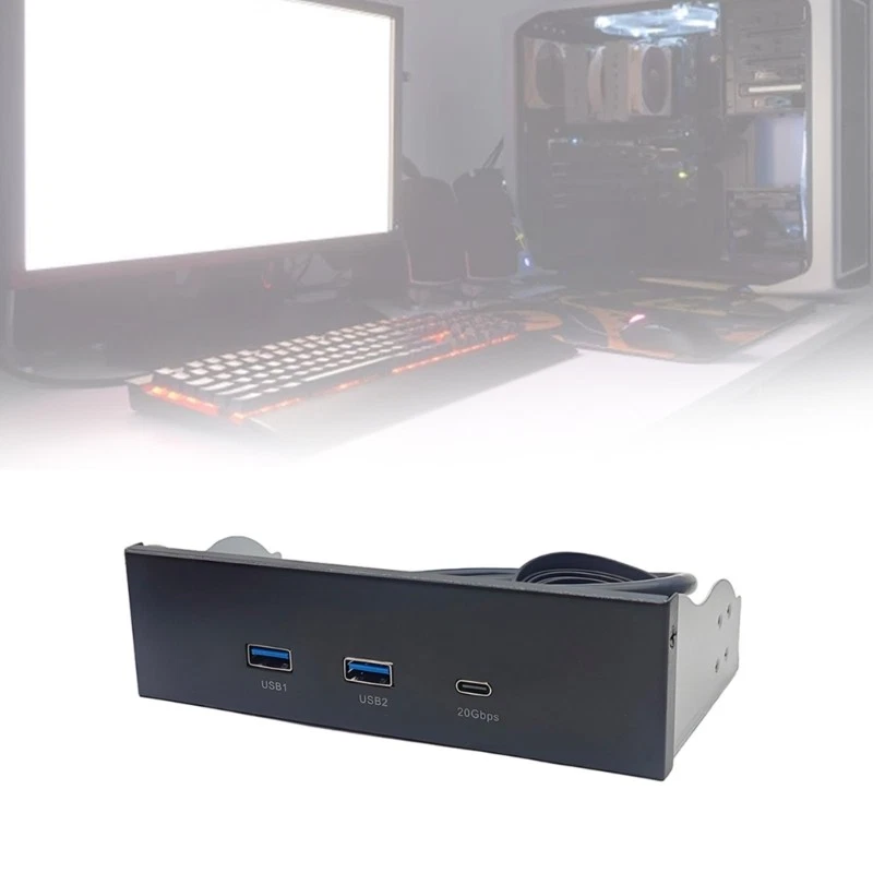 USB3.2 and Type C Expansion Panel Double USB A Port for 5.25Inch Bay Front Panel - Bild 3 von 4