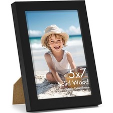 5x7 Picture Frame, Made of Solid Wood and Shatterproof Plexiglass, Wooden Pho...