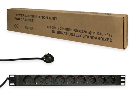 LOGILINK Steckdosenleiste 19", 9-fach, Schutzkontaktstecker, schwarz - Bild 6 von 6