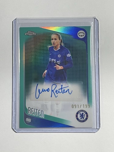 2025-26 Chrome UEFA Women's Autographs Guro Reiten #CA-GR Aqua Wave /199