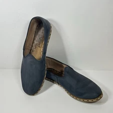Sabah Shoes Womens 42 10-10.5 Blue Gray Suede Slip On Loafer Handmade in Turkey 