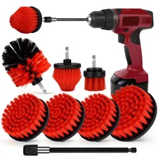 Drill Brush Attachment Set, 7 Pack 1/4in Power Scrubber Brush + Extend Long R