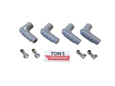 Set Of 4 90 Degree Right Angle Msd Ignition Spark Plug Wire Boots Terminals