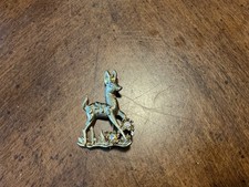 Gold Tone Reindeer Brooch Adorned With Rhinestones