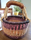 Authentic Handcrafted Bolga Woven 10.5" Basket w/Handle — photo 3