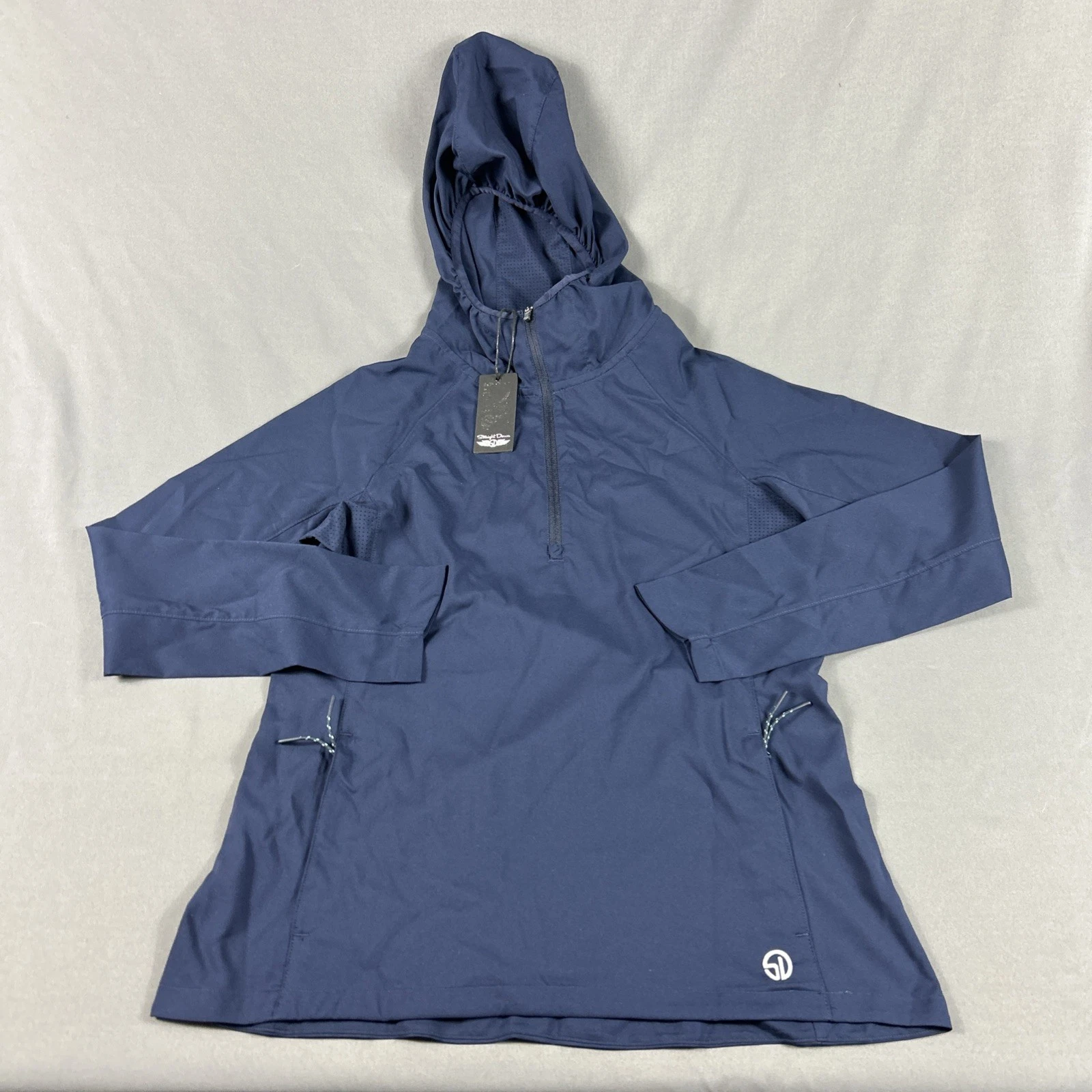 Straight Down Womens Golf Hoodie Pullover 1/4 Zip Small Navy Blue Polyester NWT