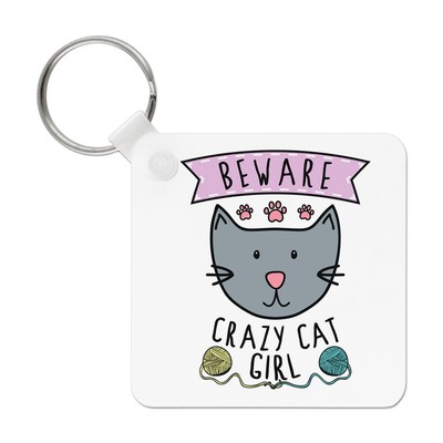 Beware Crazy Cat Girl Schlüsselanhänger Schlüsselanhängsel - lustiges Kätzchen Tier Haustier