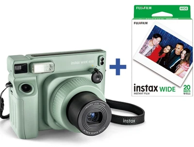 Fujifilm Instax WIDE 400 fotocamera istantanea verde, con 2 pellicole Instax Wide