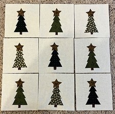 Set of 9 Christmas Tree Applique Quilt Blocks, Thimbleberries Fabrics