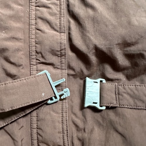 North Face Jacket Girls XL Down Fill *Flaw* Puffer Belted Brown Hood Full Zip - Picture 7 of 13