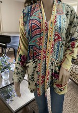 NWT JOHNNY WAS VELVET SILK PATCHWORK KIMONO JACKET COAT LINED SMALL MEDIUM 398
