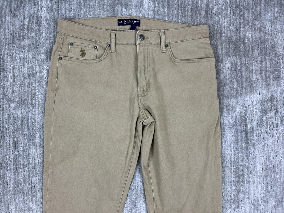US Polo Assn Pants Mens 34x32 Brown Tan Activate Stretch Straight