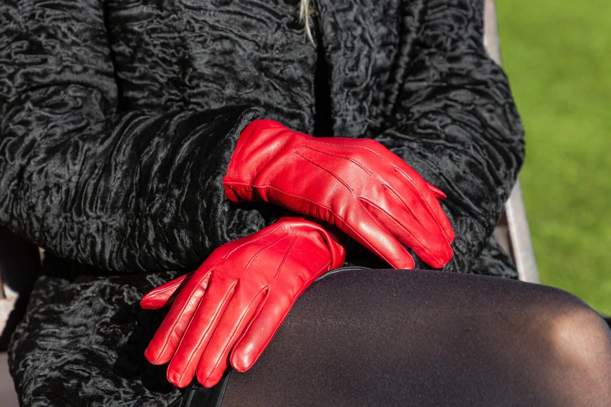 GUANTI DONNA PELLE LANA ROSSO 100% Made In Italy Leather Gloves Red ELIANTO