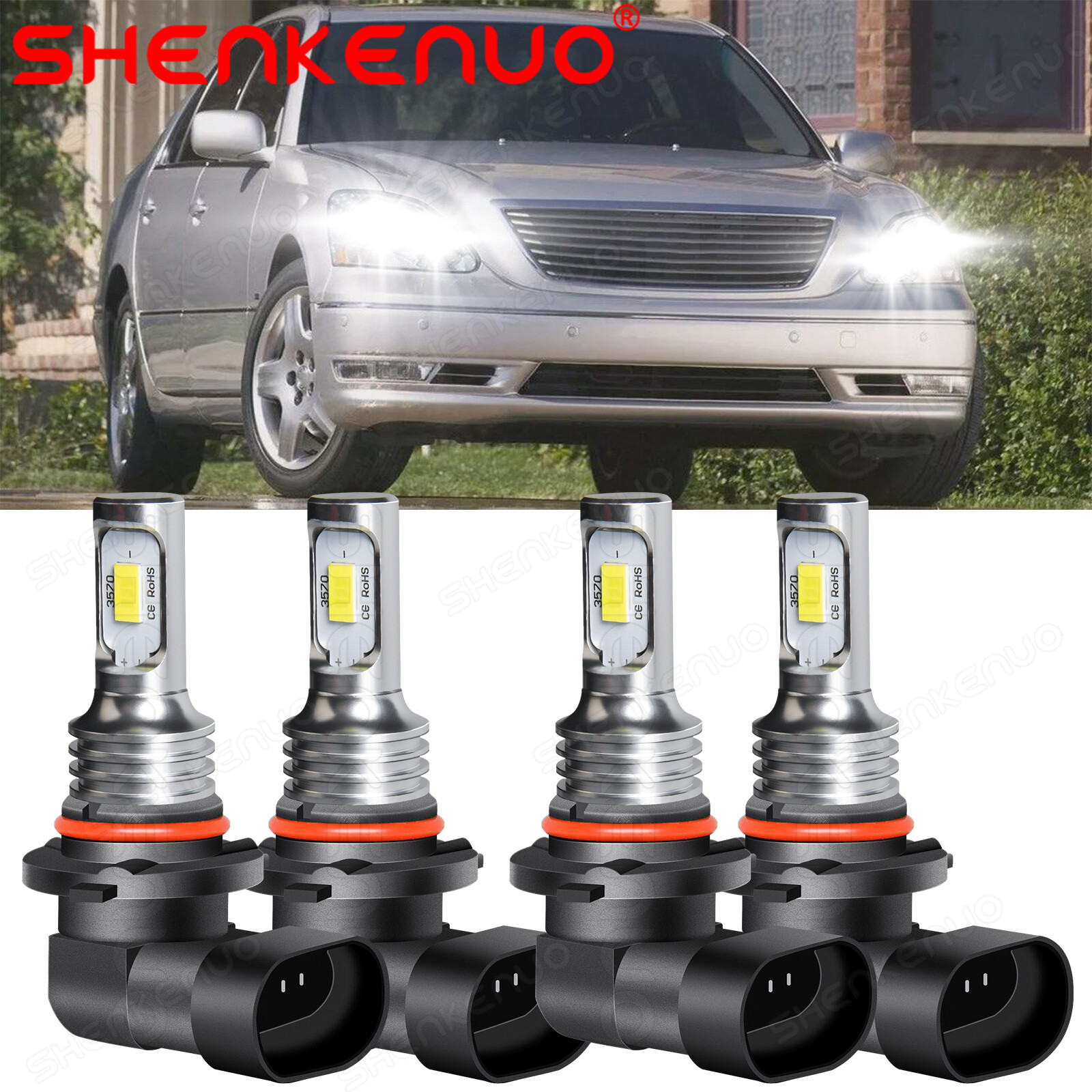 For Lexus LS430 20012006 4x 6000K LED Headlight Bulbs High Low Beam