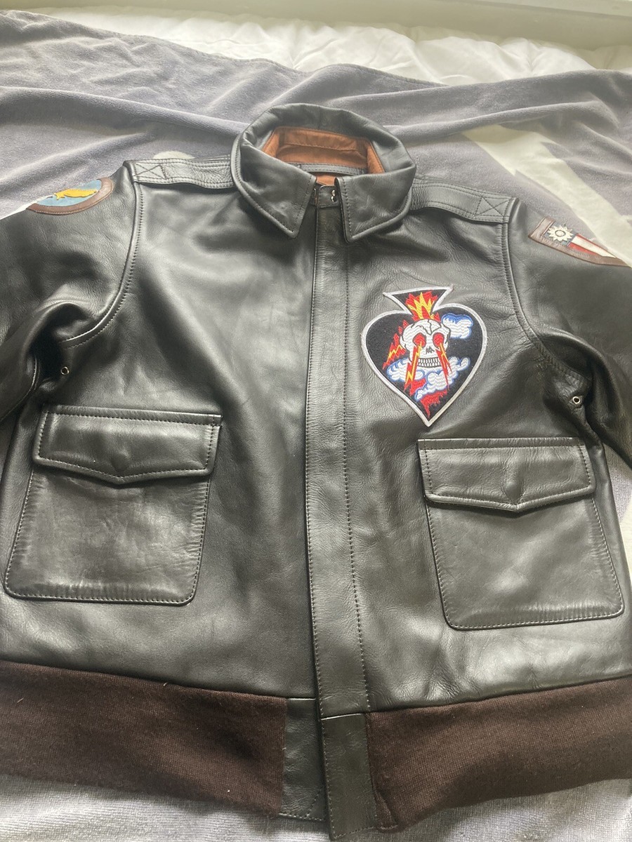A-2 FLIGHT JACKET 40 YMCLKY MFG BLOOD CHIT SQUADRON PATCH CHENILLE 