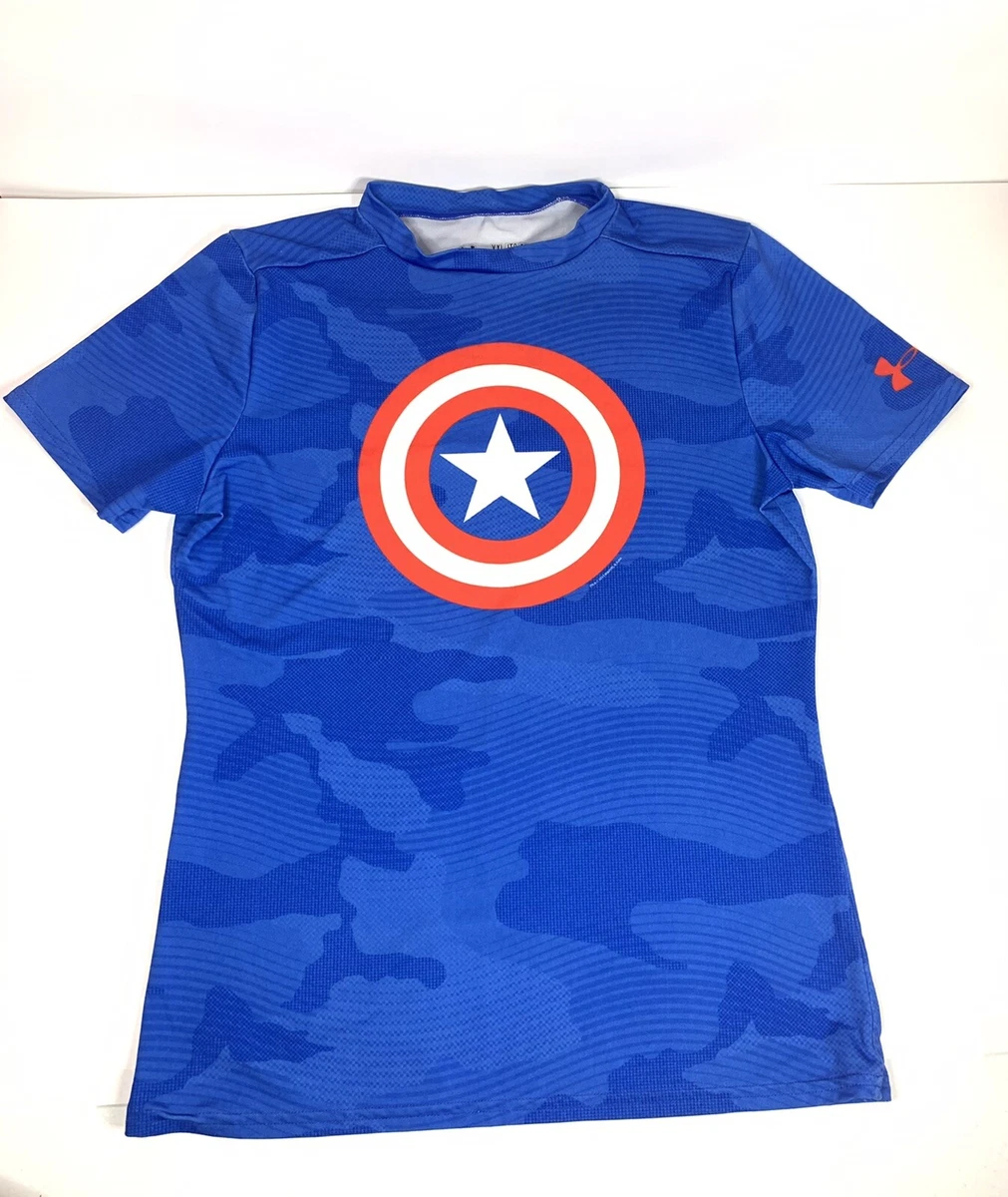 Under Armour Captain America Marvel Fitted HeatGear T-Shirt Youth XL, | eBay