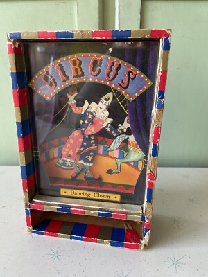RARE Vintage 1977 Koji Murai Circus Dancing Clown Wind Up Box