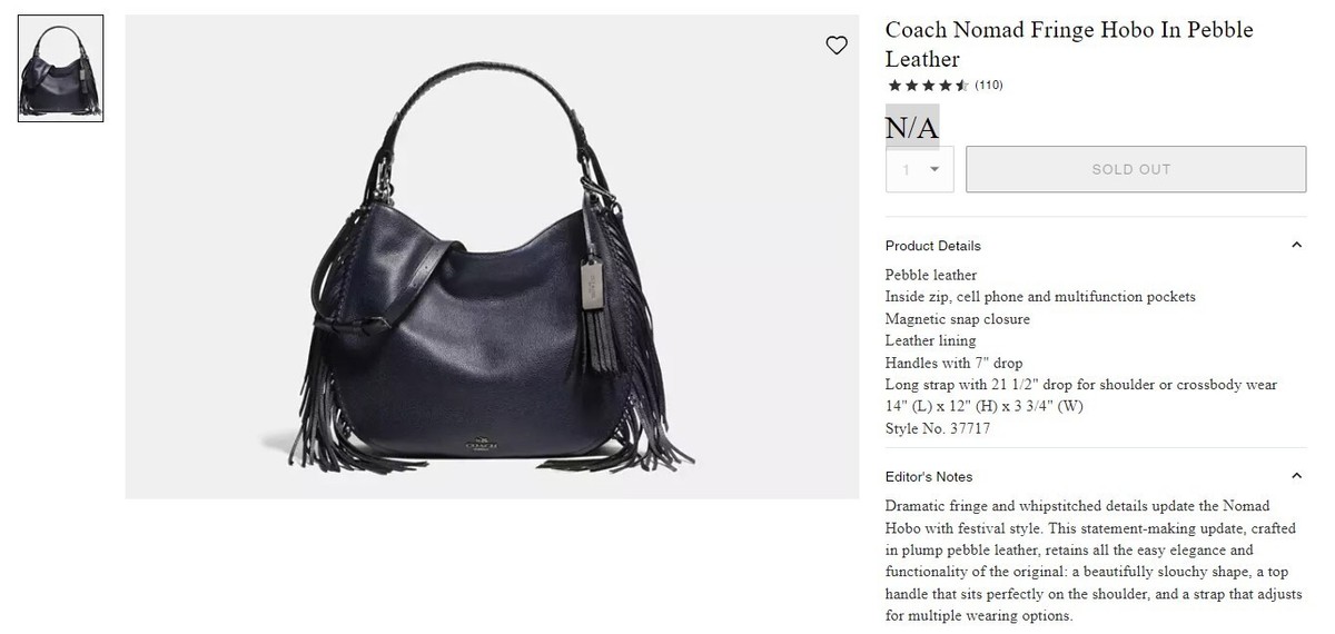 Coach Nomad Fringe Hobo In Pebble Leather | eBay