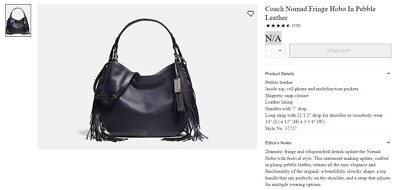 Coach Nomad Fringe Hobo In Pebble Leather