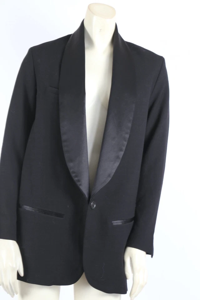 ISABEL MARANT H&M Pour  Wool Satin Collared Tuxedo Blazer Jacket Size 4 - Image 2 of 4