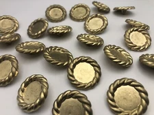 Vintage Gold Tone Round Shank Button with Laurel Border 25mm Lot of 6 D817
