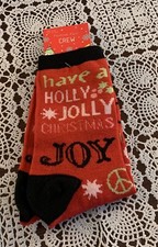 GMA Festive Fun Holly Jolly Christmas Ladies Crew Socks Red One Size Brand New