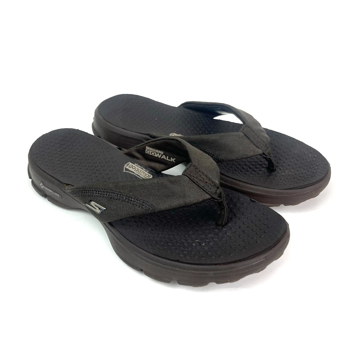 Skechers Go Walk Womens Sandals Size 8 Nestle Brown Flip Flops Shoes SN 14253