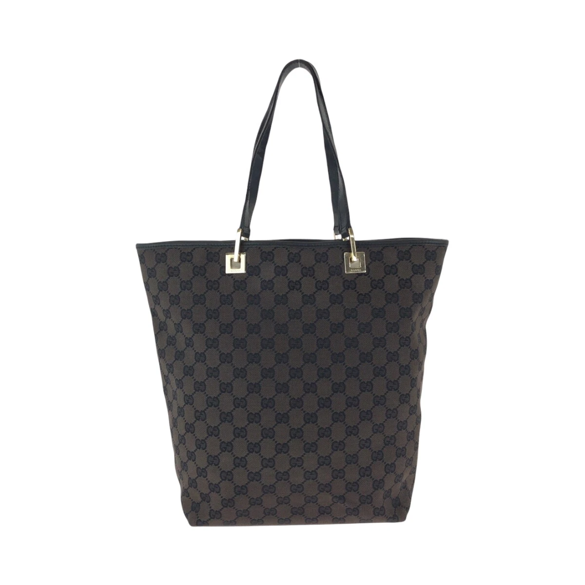 Sac fourre tout GUCCI 002 1098 sac à bandoulière marron noir matériel doré toile GG GG