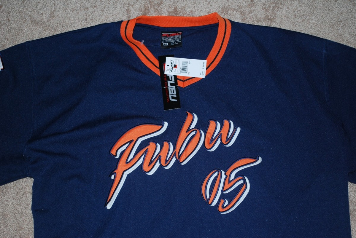 FUBU アメリカンフットボールシャツ XL 05 NEW VTG Men's FUBU #05 Navy Blue/Orange Jersey Shirt (XX