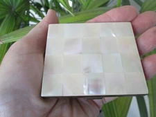 Vintage Marhill Genuine Mother of Pearl Make Up Compact Case Mirror Brass 