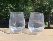 Set Of 2 LENOX Crystal Stemless TUSCANY COLLECTION Clear Red Wine Glass 4.25” T