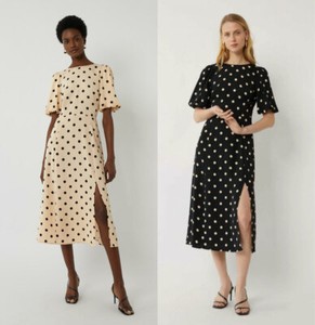 warehouse black polka dot dress