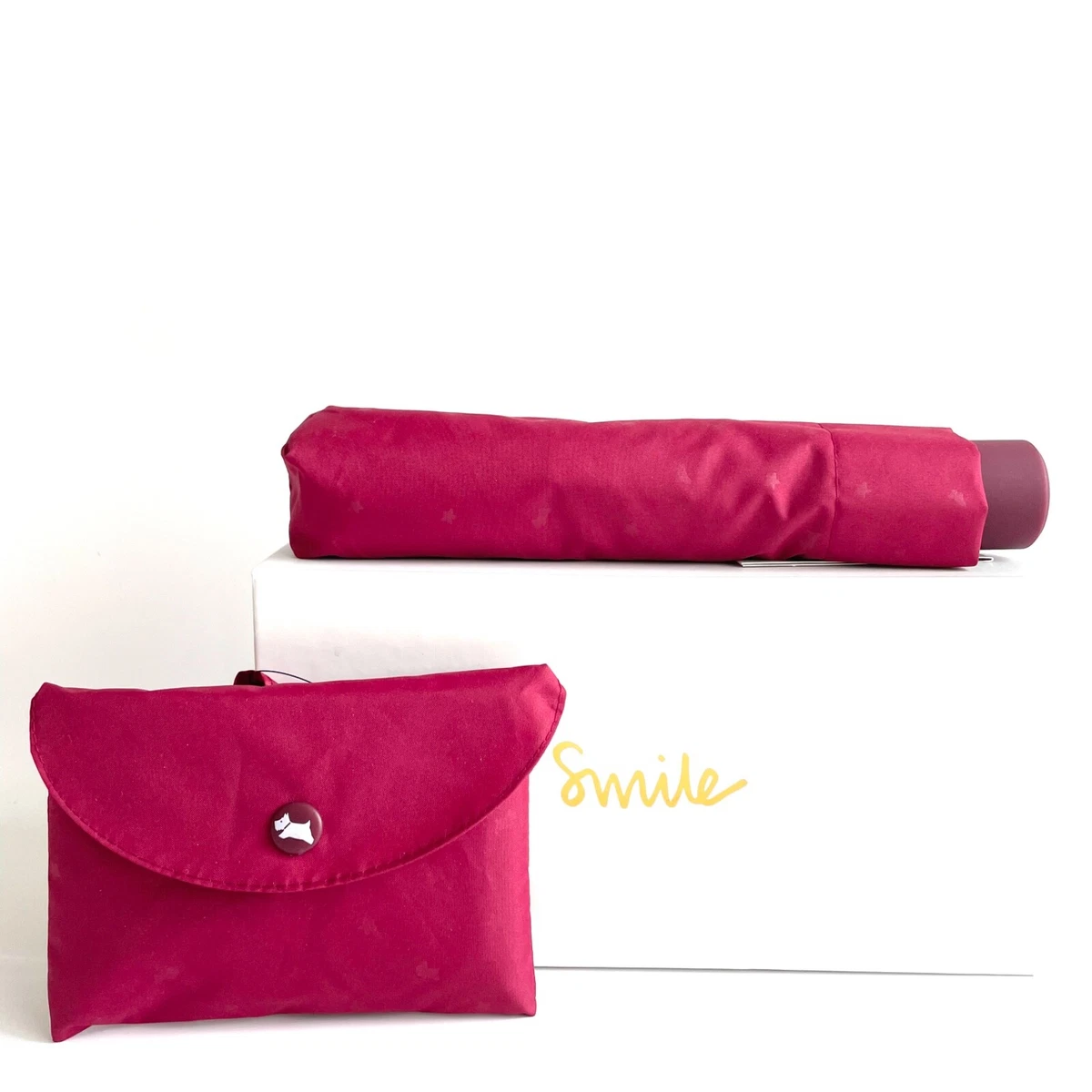 Radley Gift Boxed Ditsy Dog Stars Raspberry Umbrella and Foldaway Bag Set -  BNWT | eBay